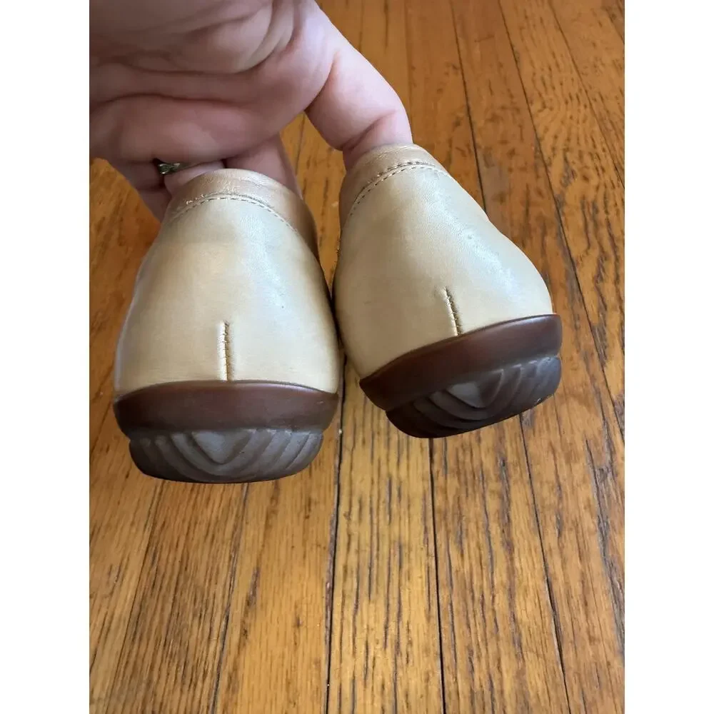 Gabor Sport Loafer Shoes Womens Size 7 Beige Leather Moc Toe Slip On 360688